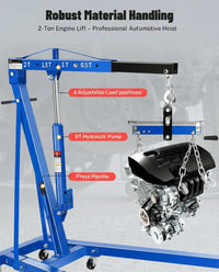 Garvee 2 Ton Engine Hoist Cherry Picker 4400 Lbs Capacity Foldable Steel Frame 6 Casters Hydraulic Portable for Trucks & Boats