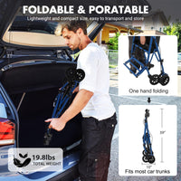 Garvee 2-in-1 Rollator Walker & Transport Wheelchair | 300lbs Capacity | Adjustable Height Mobility Aid for Seniors with Padded Seat & Foldable Footrest, Blue