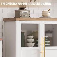 Garvee Sideboard Buffet Cabinet with 2 Glass Doors, 29" Large Buffet Cabinet with Storage, Modern Farmhouse Storage Cabinet Table for Kitchen Dining Room, Living Room (Glass with 2 Door, White)