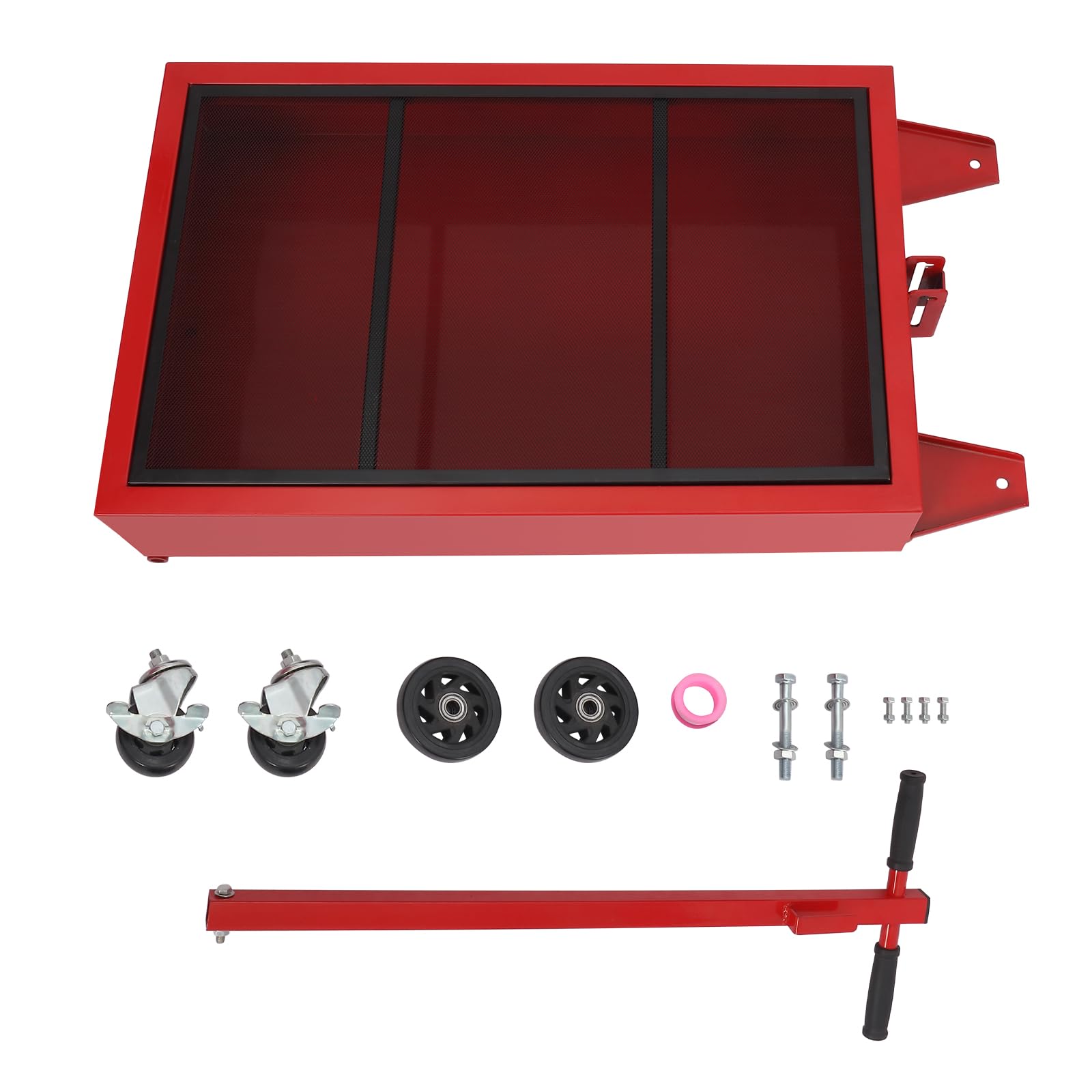 Garvee Oil Drain Pan 25 Gallon Oil Drain Tank with Switch, 95L Oil Change Pan, Large Capacity Oil Change Pan, Folding Handle, Swivel Casters Wheels, Rolling Oil Drain Cart for Trucks, Buses, RVs