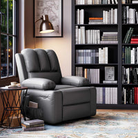 Garvee 22" Widen Rocker Swivel Recliner Chair, Lazy Boy Recliner for Adults, with 1.5X Sponge Filling, Side Pocket, and Cup Holder, for Living Room, Bedroom, and Nursery, Grey