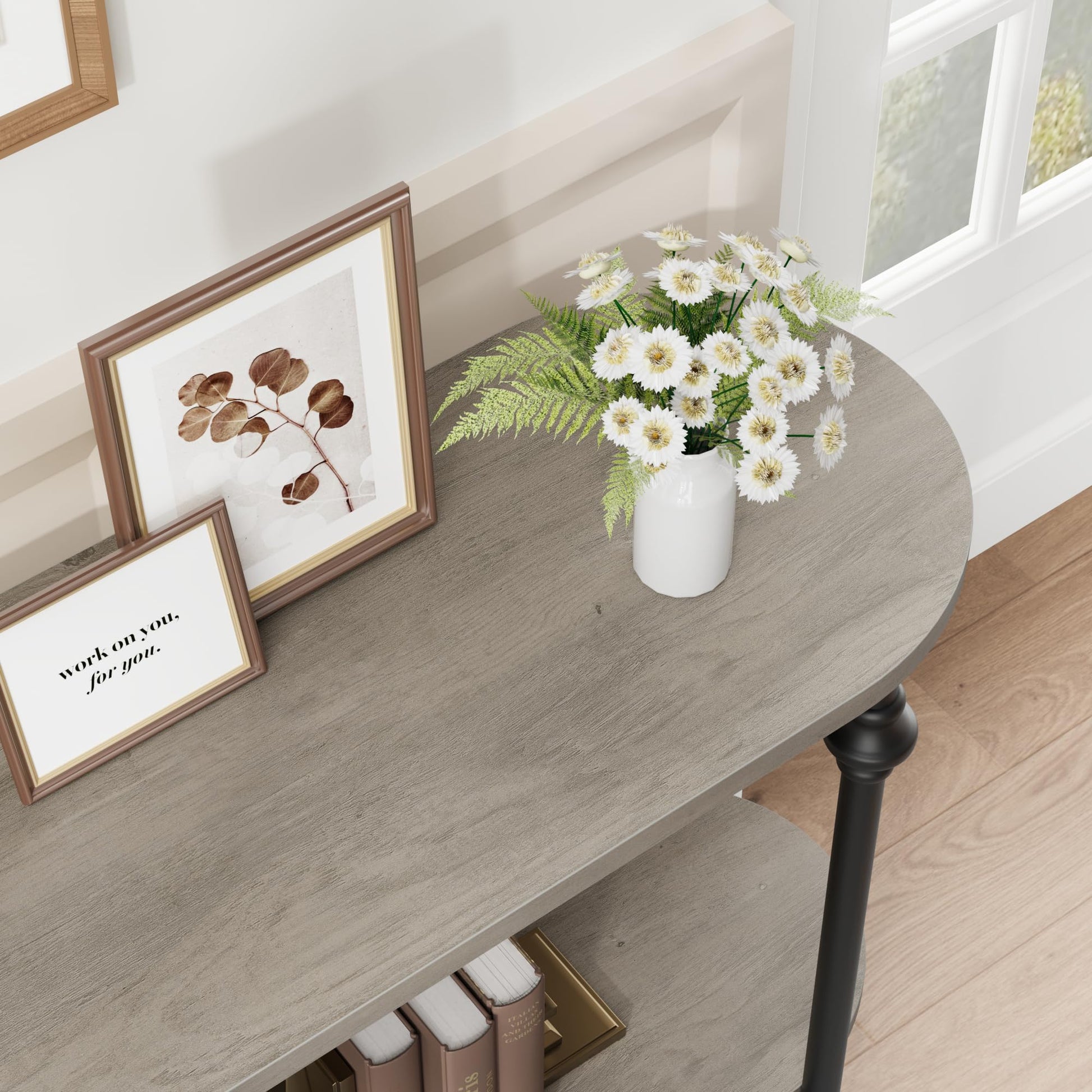 Garvee Console Table, 43.3" Entryway Table with Storage, 2 Tier Sofa Table with Metal Frame and MDF, Behind Couch Table for Living Room, Hallway, Entryway-Grey