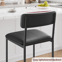 Garvee Counter Height Bar Stools Set of 2, Classic Barstools with PU Leather, Footrest, Ergonomic Soft Backrest, Easy Assembly, Ideal for Kitchen Island, Black