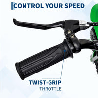 Garvee 24V Kids Electric Dirt Bike 350W Motor 10MPH Speed Rear Suspension Leather Seat Black Blue Green Red Rose White Outdoor Riding