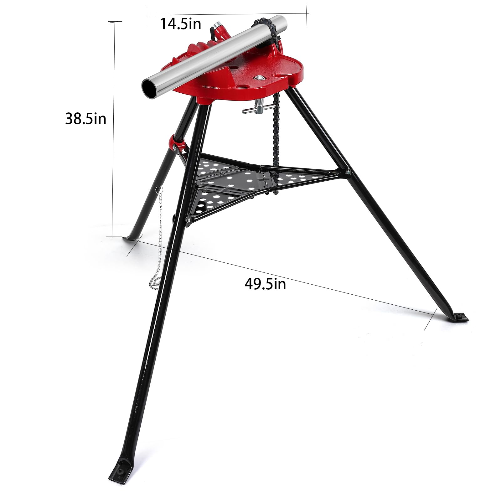 Garvee Tripod Pipe Chain Vise Stand 1/8"-6" Capacity Foldable Steel Legs for Pipe Cutting Bending Threading