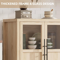 Garvee Sideboard Buffet Cabinet with Glass Doors, 29" Large Buffet Cabinet with Storage, Modern Farmhouse Storage Cabinet Table for Kitchen Dining Room, Living Room(Glass with 2 Door, Pear Wood)