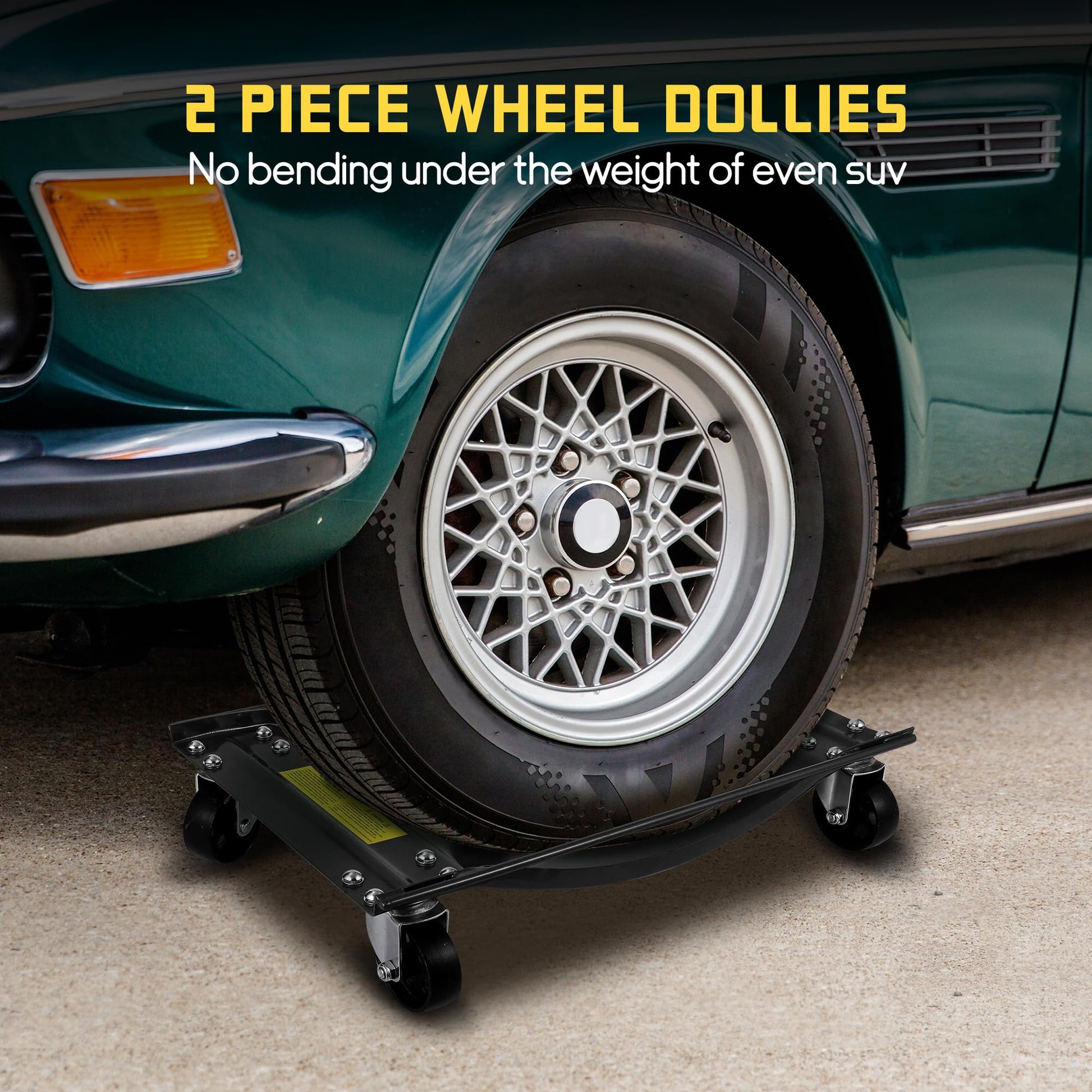 Garvee Car Wheel Dolly Set of 4 with Heavy Duty 3.5 in Steel Wheels for Moving Cars, 24x15 in, Black