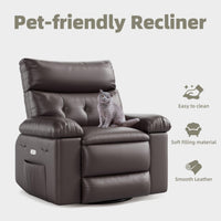 Garvee 22" Widen Rocker Swivel Recliner Chair, Lazy Boy for Adults, with Vibrating Massage and Heating, 1.5X Sponge Filling, Side Pocket, for Living Room, Bedroom, and Nursery