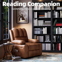Garvee Oversized 27" Recliner Chairs with Heat and Massage, 360° Swivel Lazy Boy Recliner Chair for Adults, Manual Rocking Chair with Cup Holder for Living Rooms, Bedrooms and Nurseries, Retro Brown