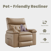 Garvee Oversized Wide Massage Recliner Chair, PU Leather Large Manual Recliner for Adults, Ultimate Comfort Lazy Boy with 1.5X Sponge Filling and Easy Recline Mechanism for Relaxation, Tan