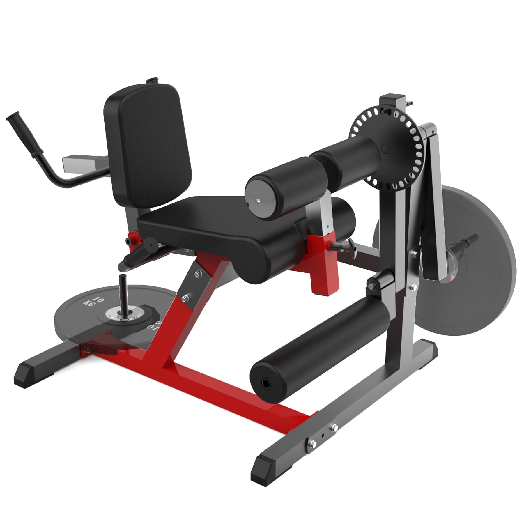 Garvee 4-in-1 Leg Extension and Curl Machine, Adjustable Leg Press Machine for Lower Body Workouts, Multi-Function Heavy-Duty Leg Extension Bench with Plate Loaded for Home Gym, Black and Red