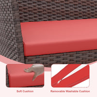 Garvee 4-Piece Rattan Patio Conversation Set with Cushioned Seating & Coffee Table, Brown/Red