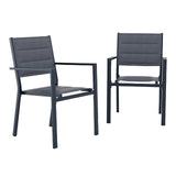 Garvee Patio Stackable Chairs Set of 2, Outdoor Aluminum Stacking Dining Chairs with Textilene Fabric for Outdoor, Patio, Deck, Backyard,Grey - Grey