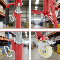 Garvee Adjustable V-Head Pipe Jack Stand with Casters, 28-52 Inch Height, 2500 lb Capacity, Heavy Duty Carbon Steel, Foldable & Portable, Corrosion-Resistant, Suitable for Various Applications