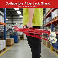 Garvee Adjustable V-Head Pipe Jack Stand with Casters, 28-52 Inch Height, 2500 lb Capacity, Heavy Duty Carbon Steel, Foldable & Portable, Corrosion-Resistant, Suitable for Various Applications