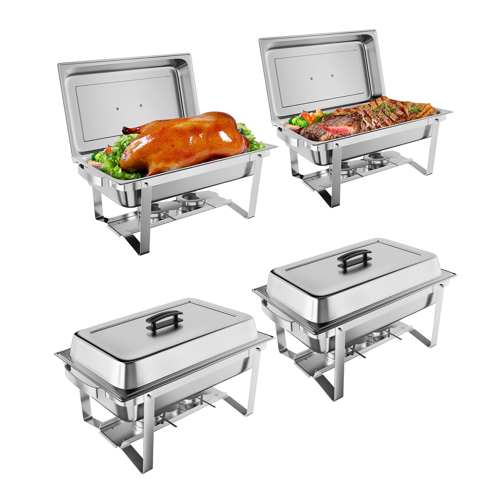 Garvee 8QT(1×1/1Pan)Chafing Dish Buffet Set of 4 Stainless Steel Food Servers & Warmers, Includes Water Pan, for Weddings, Parties, Banquets, Catering