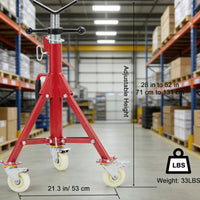 Garvee Adjustable V-Head Pipe Jack Stand with Casters, 28-52 Inch Height, 2500 lb Capacity, Heavy Duty Carbon Steel, Foldable & Portable, Corrosion-Resistant, Suitable for Various Applications