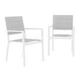 Garvee Patio Stackable Chairs Set of 2, Outdoor Aluminum Stacking Dining Chairs with Textilene Fabric for Outdoor, Patio, Deck, Backyard,White - White