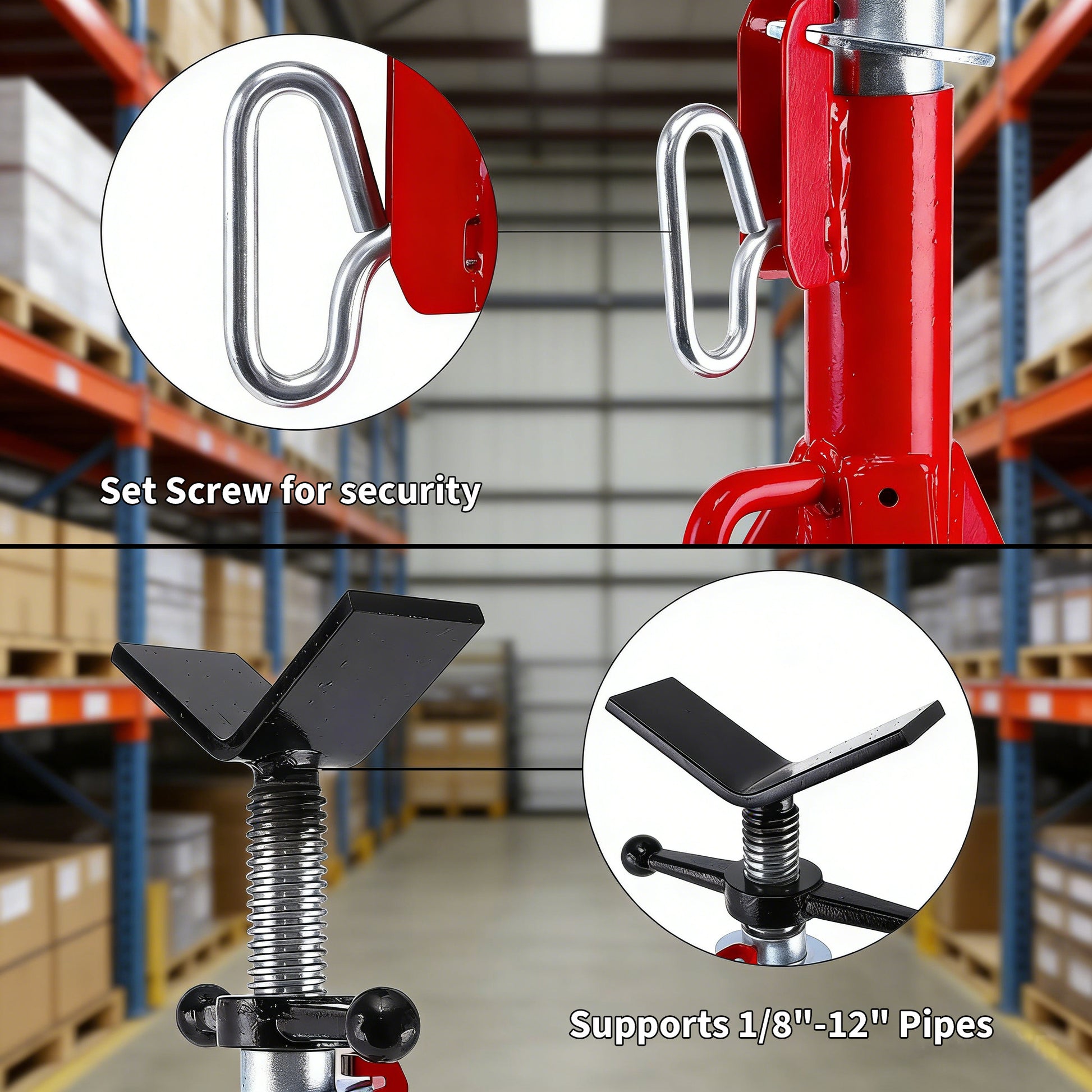 Garvee Heavy Duty Steel Jack Stand V Head Pipe Jack Stand 28"-52" Portable Folding 2500 lb Load Carbon Steel