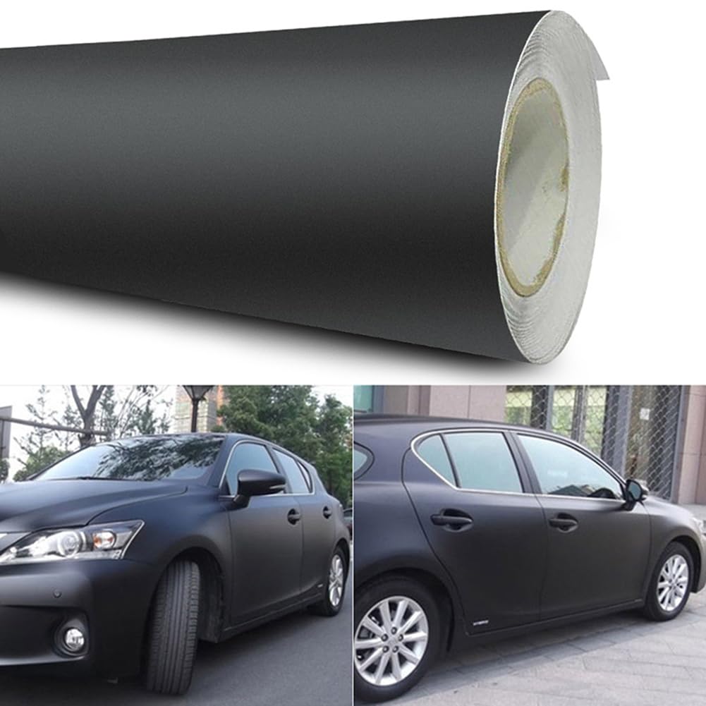 Garvee 5FT Matte Black Vinyl Wrap for Cars, Waterproof Self-Adhesive Car Stickers Full Body Car Wrap Vinyl Roll Automotive Vinyl Wraps for Car Motor