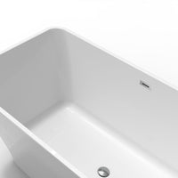 Garvee SZ3 59" Freestanding Bathtub in Streamline Design with Chrome Overflow and Drain, cUPC Certified, White