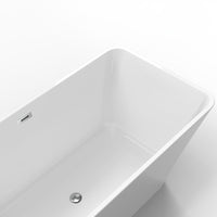 Garvee SZ3 59" Freestanding Bathtub in Streamline Design with Chrome Overflow and Drain, cUPC Certified, White