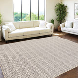 Garvee Large Modern Area Rug 9x12 Washable Braided Print Living Room Rug with Non-Slip Backing, Stain-Resistant Contemporary Floor Cover, Soft Low Pile Indoor Mat for Bedroom, Beige Grey - Beige Gray