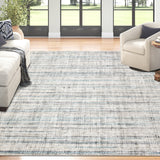 Garvee 8x10 Large Bedroom Rug for Living Room Modern Striped Non Shedding Area Rug with Rubberback Abstract Washable Non-Slip Foldable Indoor Floor Carpet for Office Kitchen, Blue+Gray - Gray & Blue