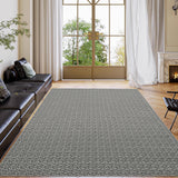 Garvee Washable Braided Print Area Rugs with Non-Slip Backing, Low Pile Ultra-Thin Floor Carpet for Living Room, Modern Design Printed Rug for Bedroom Dining Room - Black & Gray