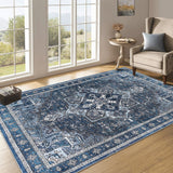 Garvee Oriental Vintage Retro Machine Washable Non Slip Area Rug for Living Room, Bedroom, Dining Room, Home Office