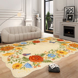 Garvee 5x7 Yellow Irregular Area Rugs for Living Room Ultra Soft Washable Rugs for Bedroom Non Slip Nursery Rug Non Shedding Kids Rug Modern Floral Playroom Carpet for Bedroom Dining Room - Yellow