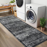 Garvee Runner Rug 2x6 Washable Retro Rug for Hallway Soft Low Pile Ultra-Thin Vintage Distressed Carpet Runner Farmhouse Non Slip Non-Shedding Indoor Rug for Bathroom Bedroom Kitchen, Black - Black