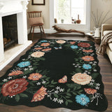 Garvee Floral Irregular Rug 8x10 Modern Area Rugs for Living Room Ultra Soft Washable Rugs for Bedroom Non Slip Contemporary Nursery Rugy Non Shedding Carpet for Dining Room, Black - Black