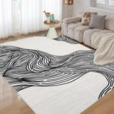 Garvee Washable Rug 5x7 Modern Abstract Area Rugs for Living Room Non Slip Backing Indoor Carpet Soft Faux Wool Bedroom Rug Low Pile Non-Shedding Rug for Dining Room Nursery Office Cream - Beige