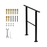 Garvee Metal Hand Rails for Outdoor Steps, Outdoor Handrail Stair Railing Kit, Exterior Hand Rails for Concrete Steps Porch Steps & Deck, Stair Rails for Seniors-Height Adjustable - Black