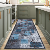 Garvee Modern Floral Blue/Grey 2x6 Area Rugs for Living Room, Soft Washable Rugs, Large Rugs for Bedroom, Dining Room or Home Office, Non-Slip Backing, Stain Resistant Home Decor Rug - Blue/Gray