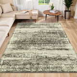 Garvee Large Area Rug 9x12 Washable Rug Non Slip Backing Living Room Rug Vintage Stain Resistant Throw Rug Indoor Soft Low Pile Floor Cover for Bedroom Dining Room Office, Brown - Brown