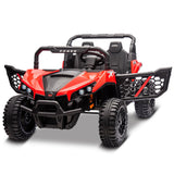 Garvee 24V Ride On Car Electric Off-Road UTV Truck with Remote Control, Lockable Doors, Safety Belt, PP+Metal, LED Lights, Music Player, Blue, Kids Outdoor Fun - Red - Red