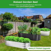 Garvee Raised Garden Bed 4.5×2×1ft Silver Galvanized Metal Planter Box + Anti-Rust + Open Bottom + Rubber Edge + Outdoor Use