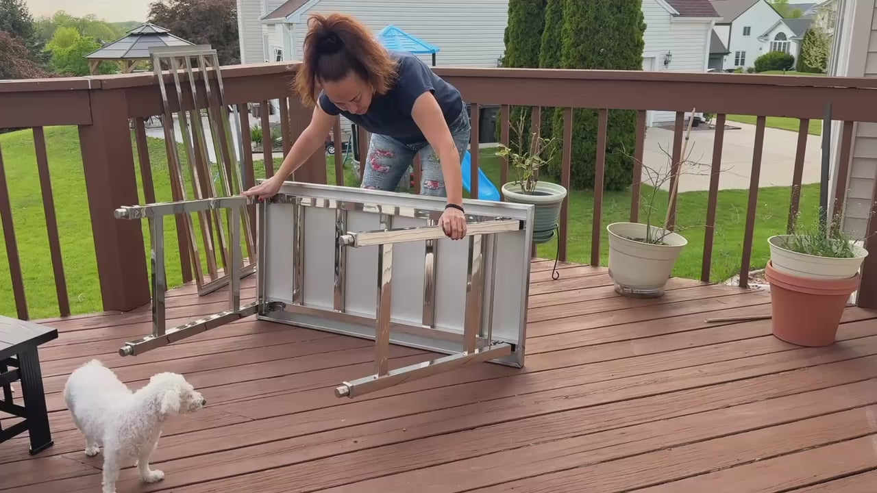 Garvee 48"L x 24"W x 32"H Stainless Steel Table Commercial Heavy Duty Folding Work Table with Undershelf Ideal for Kitchen Laundry and Outdoor Cooking