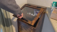 Garvee Pet Food Cabinet with 2 Elevated Bowls, Dog Feeding Station, Brown, Ample Storage, Concealed Feeder, Flip-Top Design