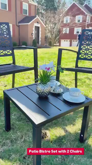 Garvee 3-Piece Outdoor Bistro Set, Modern Patio Furniture Set with Chairs and Table,for Lawn,Garden,Balcony