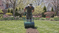 Garvee 23" 2-in-1 Lawn Roller & Spike Aerator, Push & Tow Behind Yard Tool, 13 Gallon Steel Drum with Heavy-Duty Tines for Lawn Leveling & Soil Aeration