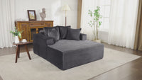 Garvee Boneless Couch 61'' Oversized Corduroy Chaise Lounge Chair, Deep Seat Cloud Sleeper Sofa Bed with 4 Fluffy Pillows & Armrests, No Assembly, for Living Room, Bedroom, Office, Grey