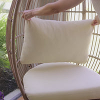 Garvee Wicker Egg Chair with Ottoman, Comfy Egg Rattan Chair Egg Basket Lounge Chair with Thick Cusion for Indoor Outdoor Patio Porch Backyard, Beige