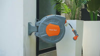 Garvee 1/2 in × 100 ft Retractable Garden Hose Reel, Wall Mount Auto Rewind, 9-Pattern Nozzle