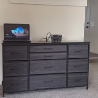 Garvee Wide Dresser with 10 Large Drawers, 55'' TV Stand, Power Outlet, Sturdy Metal Frame, Storage for Bedroom, Living Room