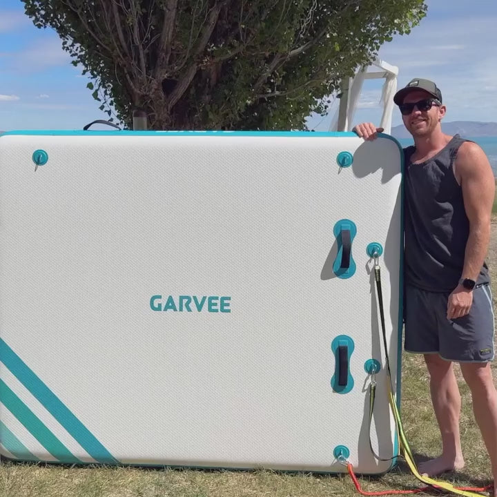 Garvee 8x6ft Inflatable Floating Dock - 1000 lbs Capacity Marine-Grade PVC Party Mat for 4-6 People, Non-Slip Floating Platform for Lakes, Pools & Boats