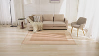 Garvee Bordered Khaki 5x7 Washable Rug for Bedroom Large Living Room Rug with Rubber Backing Casual Striped Border Throw Carpet Modern Contemporary Area Rug for Dining Room Nursery Entry, Khaki