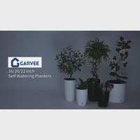 Garvee 16" Tall Planters Set of 2 Self-Watering Pots with Drainage Visual Water Level Durable Plastic Indoor Outdoor Patio